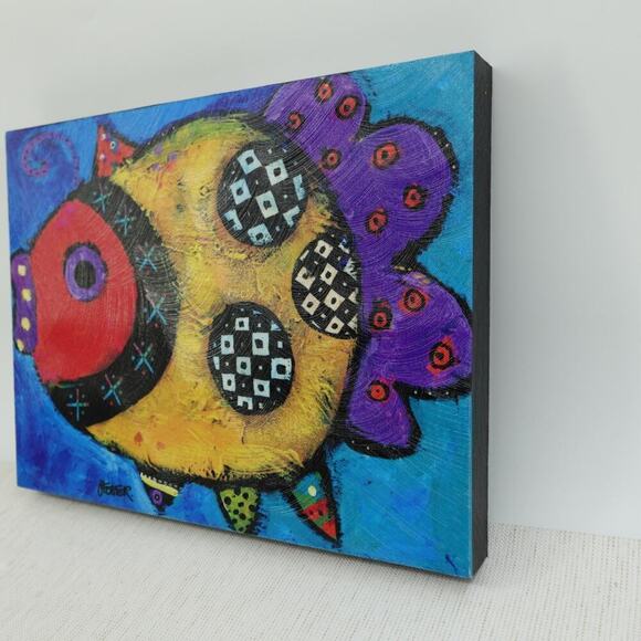 Whimsy Fish Wall Art Jenny Foster Ruffles Canvas Whimsy 2012 RARE Dead Stock - Picture 4 of 16